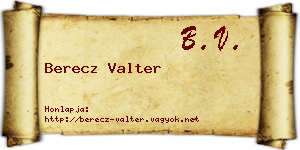 Berecz Valter névjegykártya